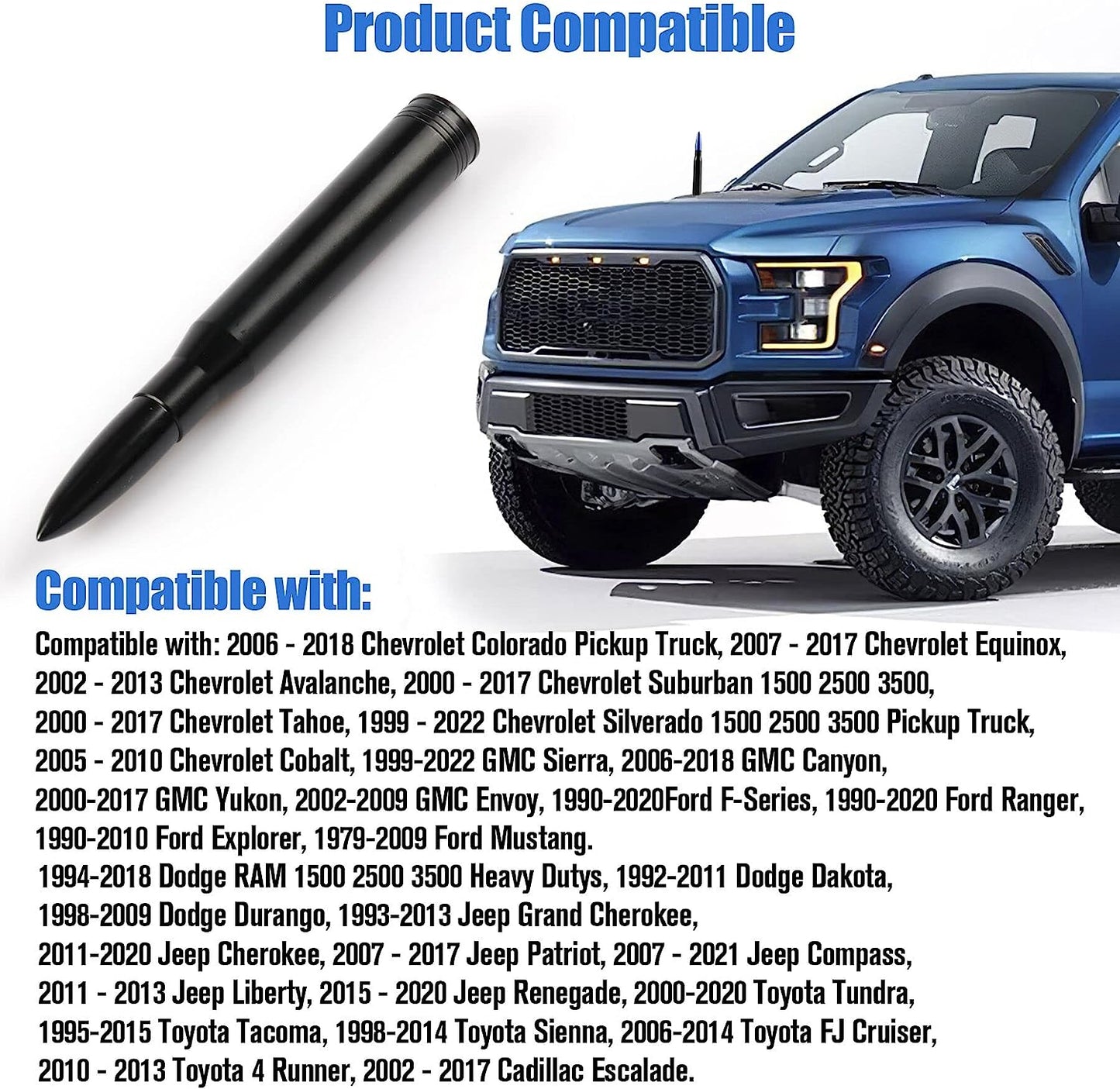 .50CAL Bullet Universal Car Antenna