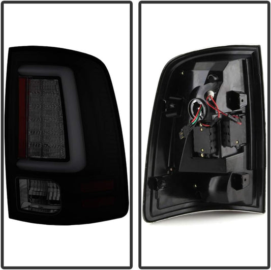 ACANII - For 2009-2018 Dodge Ram 1500 10-18 Ram 2500 3500 Black Smoked V2 LED Tube Tail Lights Brake Lamps Pair Assembly