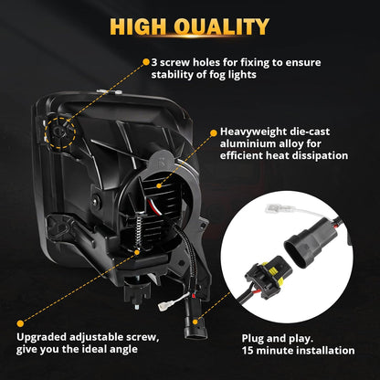 New Upgraded LED Fog Lights Replacement for Dodge Ram 1500 2013 2014 2015 2016 2017 2018 Front Fog Lamp with DRL, Black 2pcs