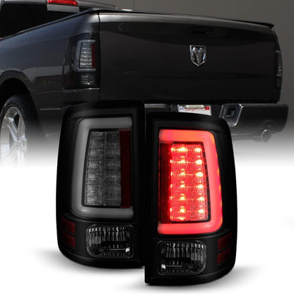 ACANII - For 2009-2018 Dodge Ram 1500 10-18 Ram 2500 3500 Black Smoked V2 LED Tube Tail Lights Brake Lamps Pair Assembly